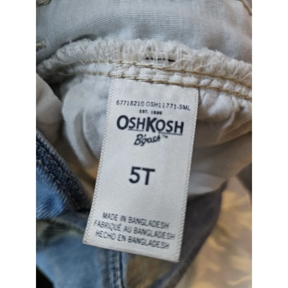 OshKosh B'gosh Denim Overall Dress with Carter's Floral Long Sleeve Top – Size 5